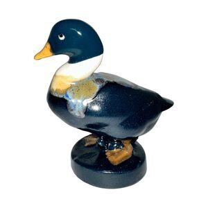 Vintage Ceramic Mallard/Duck Figurine - Blue, Yellow, & White - Marked 4825